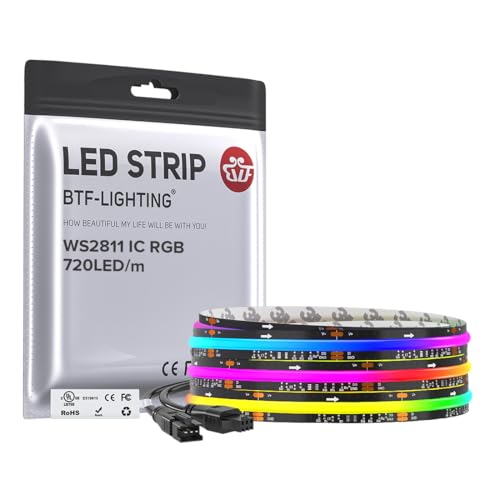 9.8FT WS2811 Smart IC RGB DC12V FCOB COB LED Strip Light (Black PCB / 9.8FT)