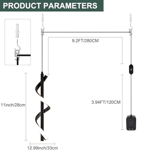 Plug in Pendant Light (Black,Dimmable)