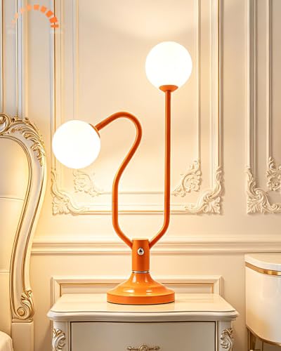 Orange Globe Table Lamp Dimmable Magic DIY Arms G9 Bulbs Included (14-Orange-Globe-2U-Magic DIY Arms)