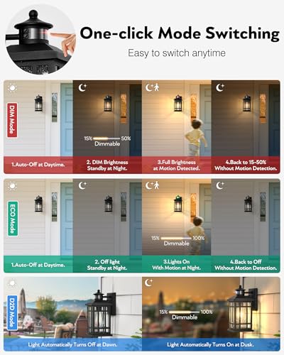 Motion Sensor Outdoor Wall Light (Black / Motion Sensor-1 Pack)
