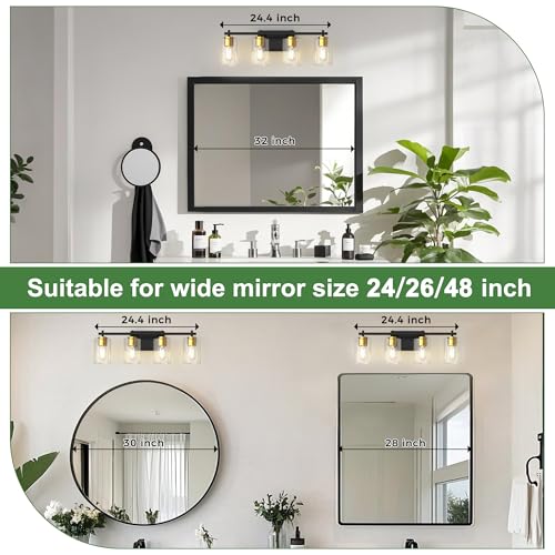 Bathroom Vanity Light Over Mirror (Gold and Black / 4-Light)