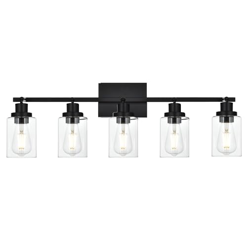 5 Light Track Lighting Kit Black Track Lighting Fixtures Bathroom Wall Sconces Ceiling Mount Kitchen Tracking Lights (Black / 5-Light)