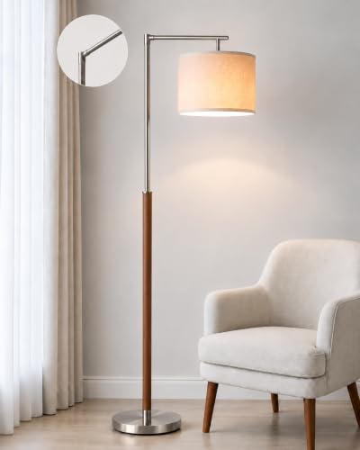 Real Wood Floor Lamps for Living Room (Soild Wood & Nickel)