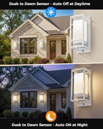 Dusk to Dawn Outdoor Wall Lights 2 Pack (White)