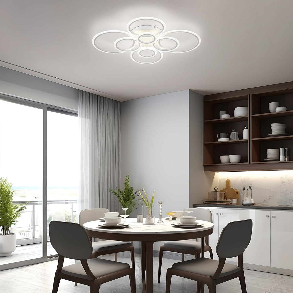 Modern LED Ceiling Light (8-Light / White)