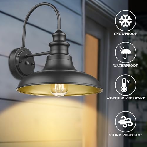 Dusk to Dawn Sensor Outdoor Barn Light Fixtures Outdoor Wall Sconces Farmhouse Wall Mount Lights Exterior Light Fixture Black Finish Industrial Wall Lantern for Porch (Black / 03-DDRZ004-4PACK(Dusk to Dawn))