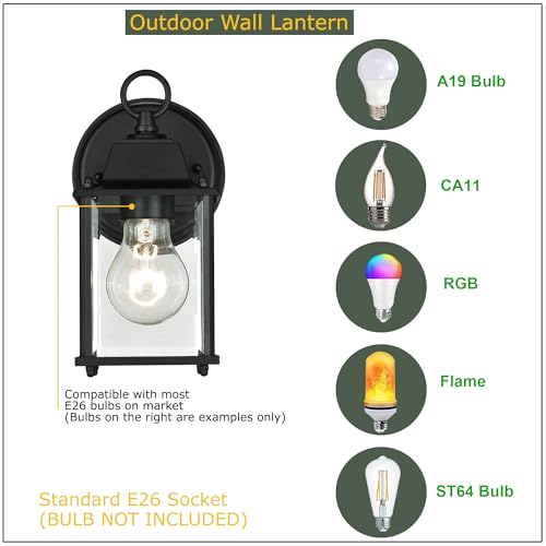 2 Packs Outdoor Wall Lantern (2 Pack / Black)