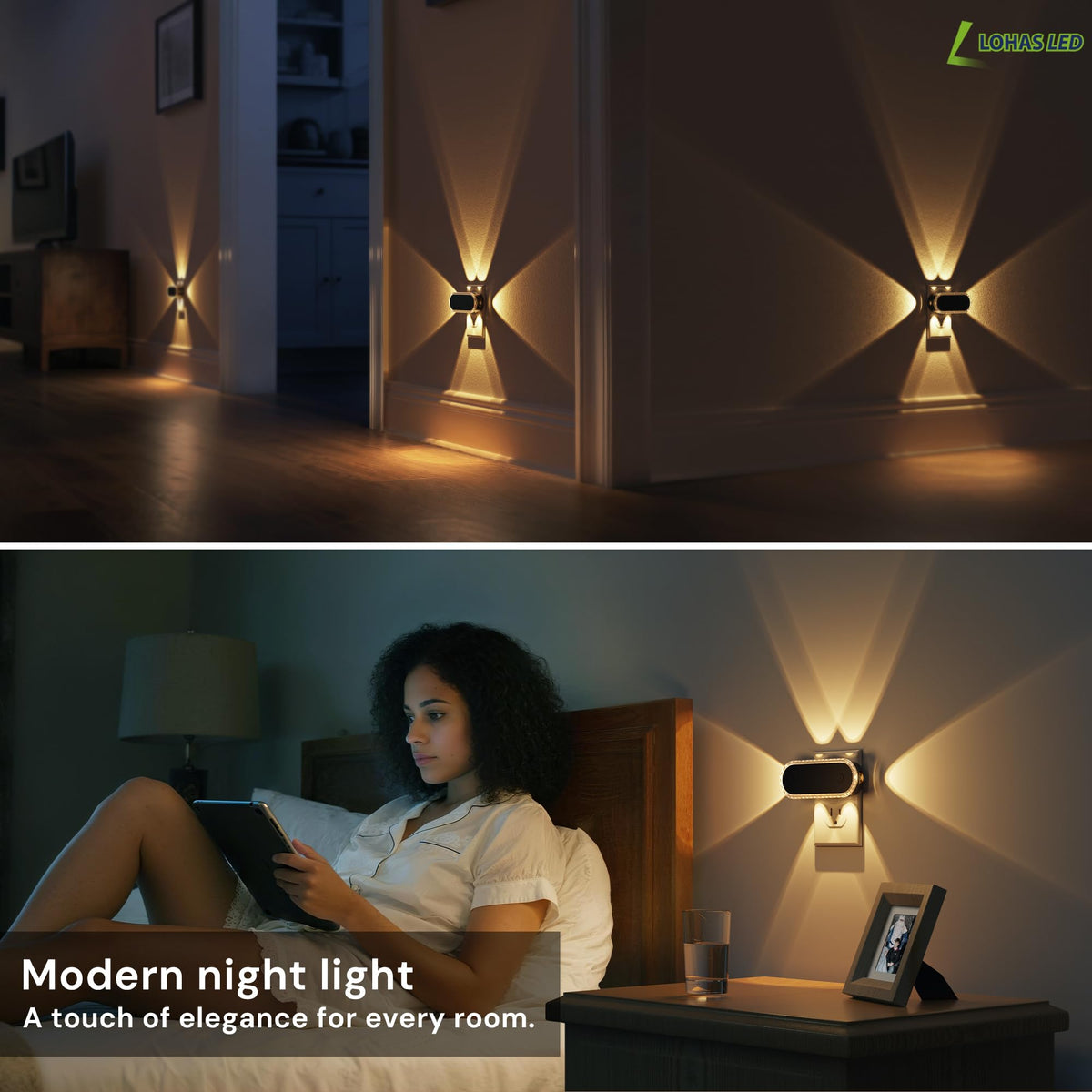 Night Lights Plug into Wall 4 (Black-3000K-4 / 4 Pack)