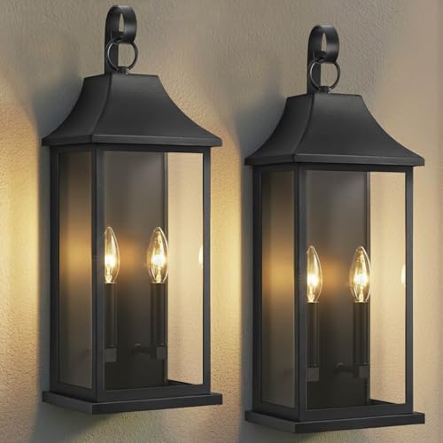 22" Large Outdoor Wall Lights 2 Pack (Black / 22 Inch)