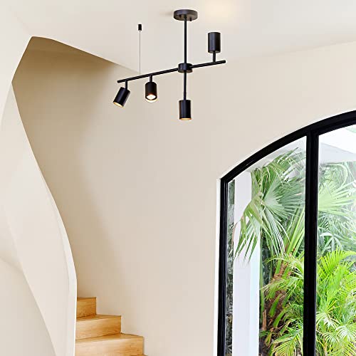 64000048 4 Light Adjustable Height Track Lighting (Black, Adjustable (4-Light))