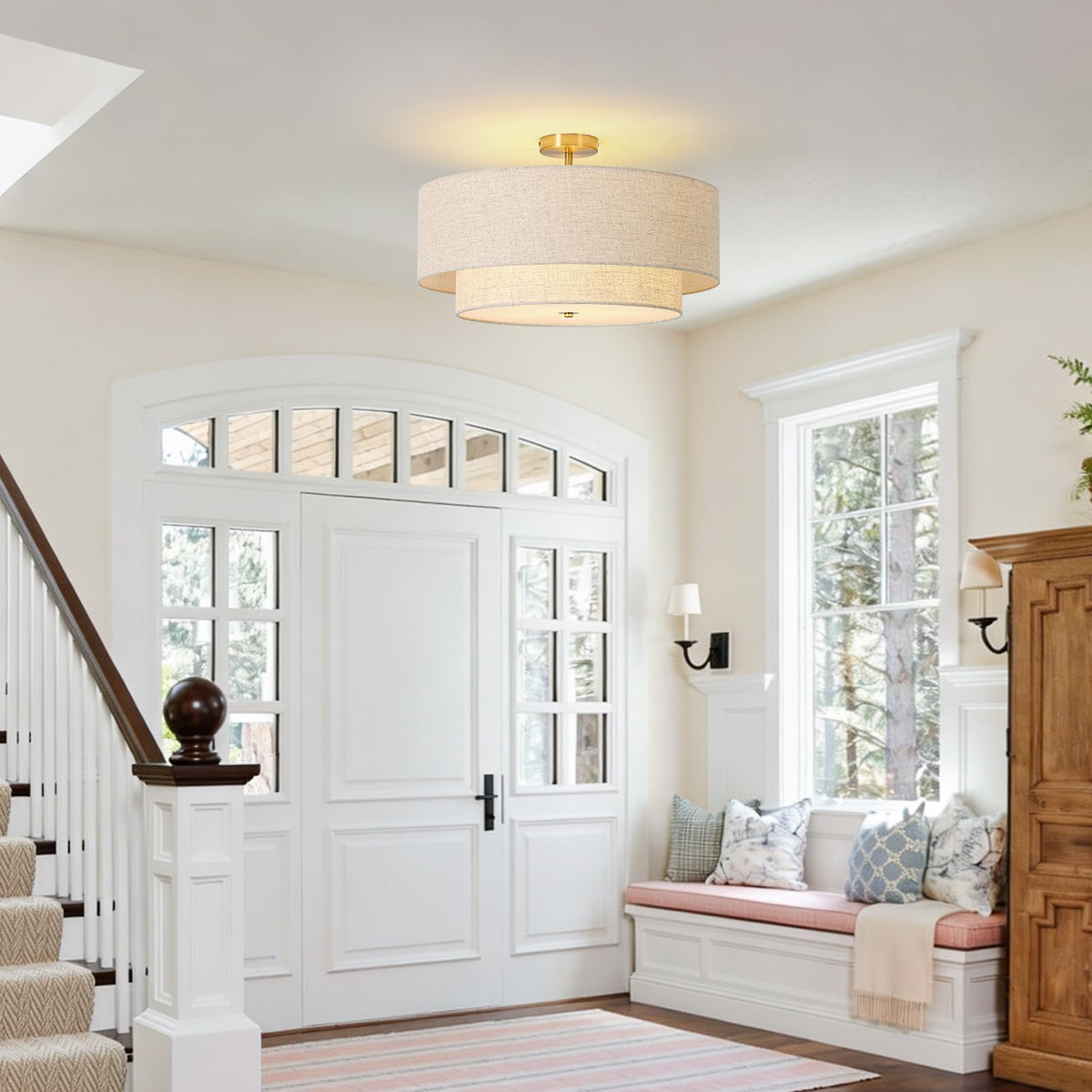 23.6" Semi Flush Mount Ceiling Light (Gold / 23.6")