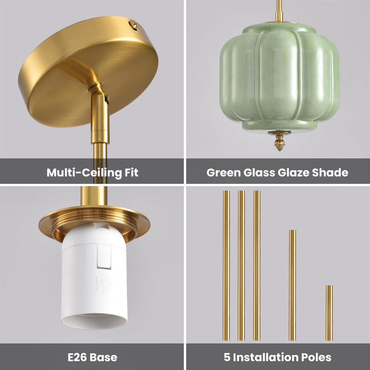 Vintage Green Glass Pendant Lights 9.8 Inch Mid Century Modern Hanging Ceiling Light (Green-1 Pack / 9.8 inch)