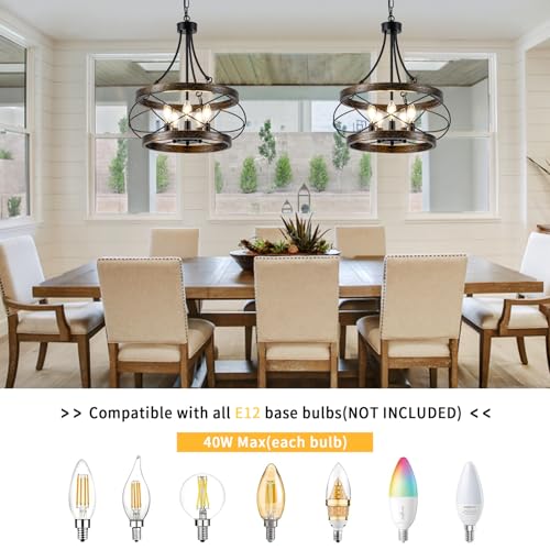 5 Light Farmhouse Chandelier (Bronze / 17.72"【E12】)