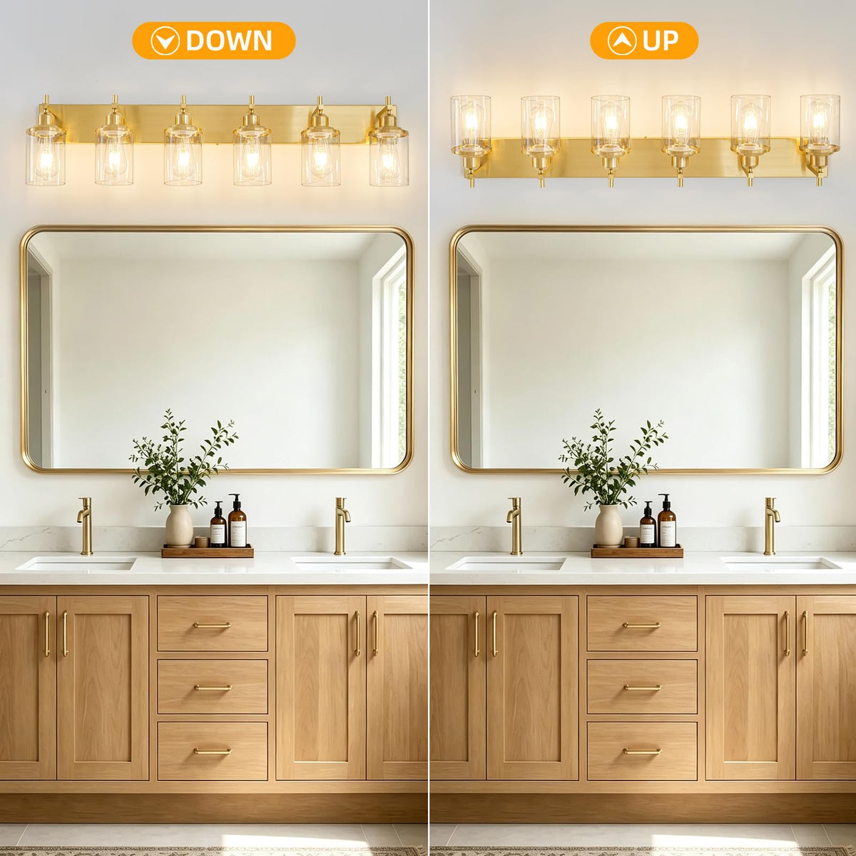 6 Light Modern Brushed Gold Bathroom Light Fixtures Over Mirror (Brushed Gold / 6-Light)