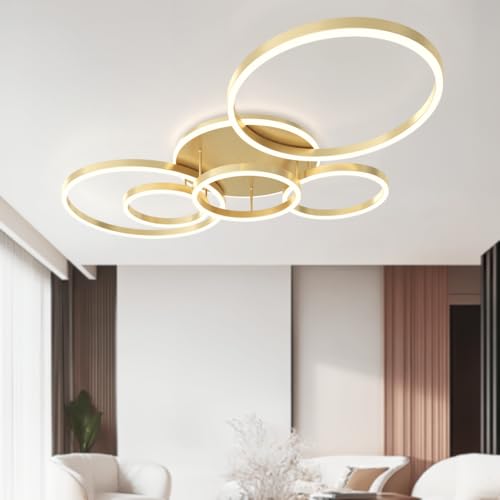 Chloe Flush Mount Ceiling Light (Metallic Gold / 6 Circles / Warm White)