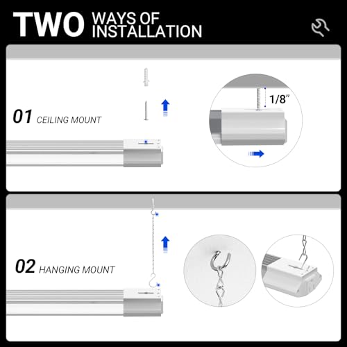 BS84 LED Shop Lights 4FT for Workshop (5000K / White-84W-4 Packs)