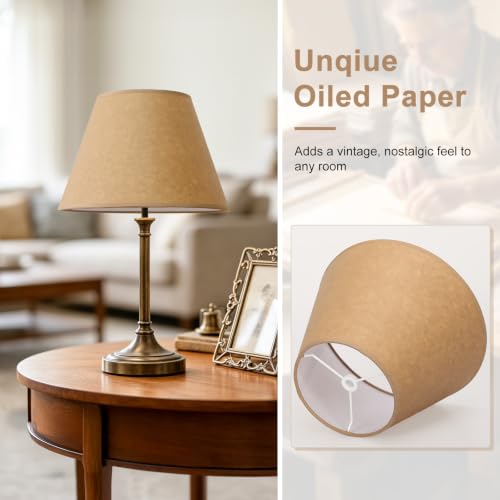 Vintage Oiled Paper Lampshades Set of 2 (Brown Oiled Paper)