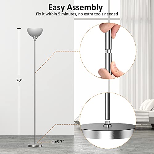 Floor Lamp Remote Control with 4 Color Temperatures (Brushed Nicke)