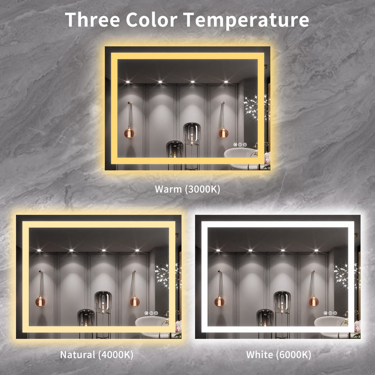 40X30 LED Bathroom Mirror with Lights (Led / 40"L x 30"W)