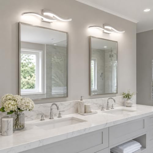 Brushed Nickel Curved Bathroom Vanity Light Fixture Over Mirror (Brushed Nickel / 23.62INCH,2 PACKS)