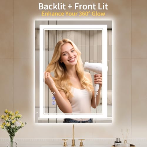 24"x32" LED Bathroom Mirror with Lights (24"L x 32"W)