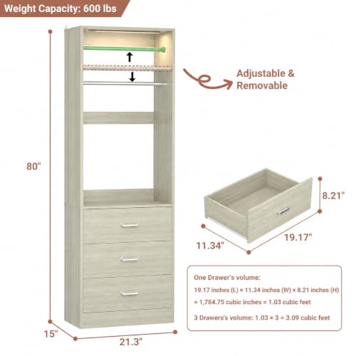 Closet System with 3CCT Sensor Light (White Oak / 1 Set)