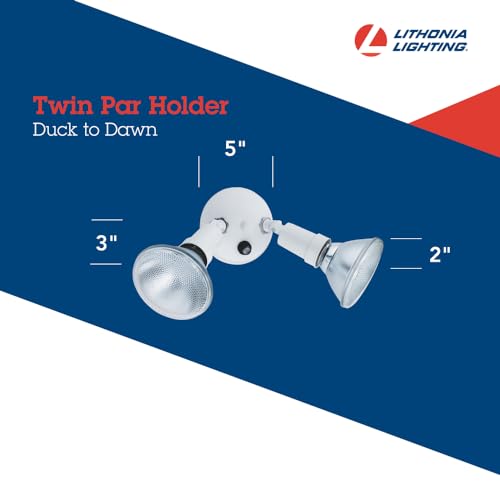 Dusk-to-Dawn Twin Par Outdoor Flood Light Holder, White (White / 1 Count (Pack of 1) / Dusk to Dawn Photocell)