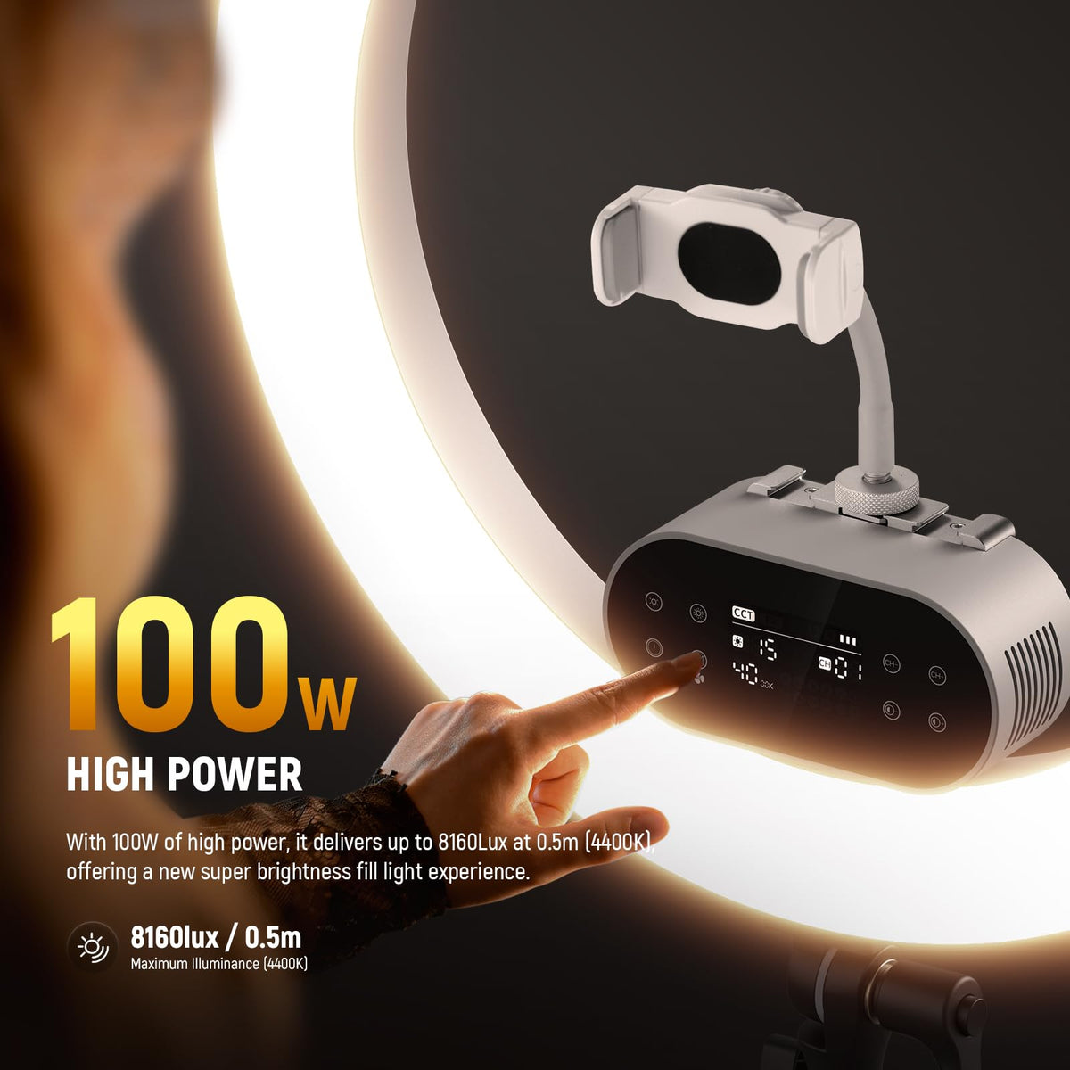 19" 100W High Power LED Ring Light with Tripod Stand