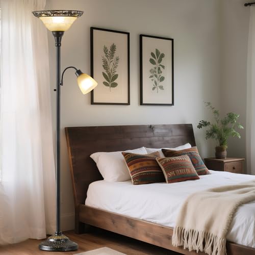 Torchiere Floor Lamps for Living Room (Black,Yellow)