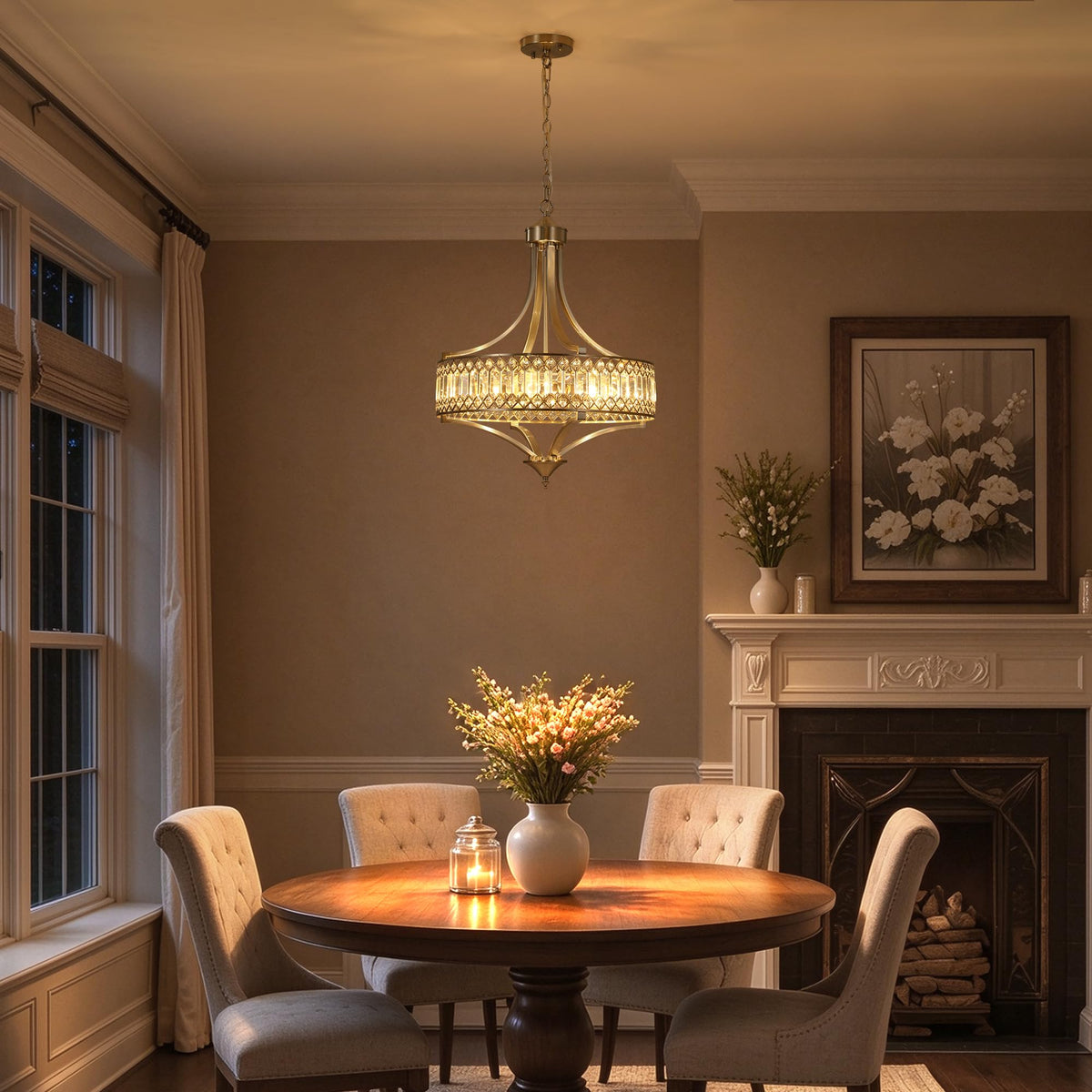 20 Inch Brushed Nickel Crystal 5 (Brushed Nickel / 5-Light/Pattern)