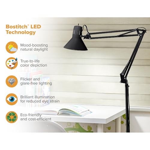 Office VLF100F Swing Arm Metal Floor Lamp (72" Tall / Floor, Black)