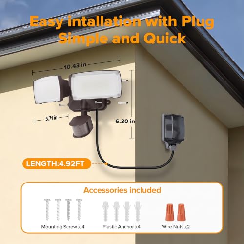 21W Plug in Motion Sensor Light Outdoor (Brown / 1 Pack)