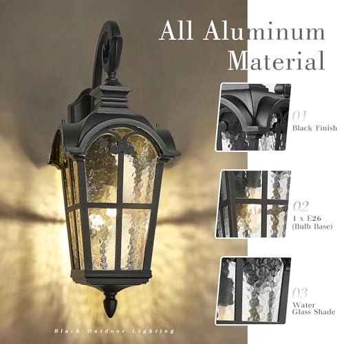 28.7 Inch Farmhouse Wall Light (Black - Water Glass / 28.7 Inch - No Function)