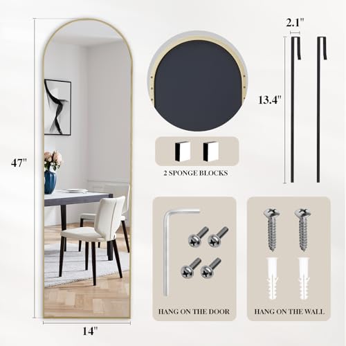 47x14 Inch Arched Full Length Mirror (Gold-arched / 47"L x 14"W)