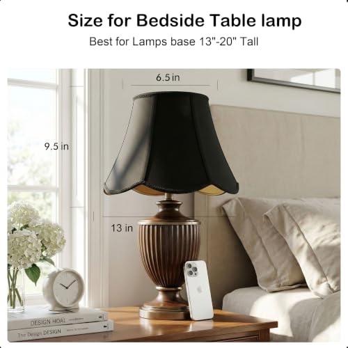 1 Pack Black Scalloped Lamp Shade (Black)