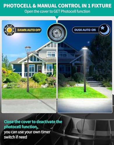 10 Pack LED Post Top Light ETL Listed 60W 48W 36W Adjustable 3CCT Adjustable Outdoor Pole Lights with Photocell IP65 Waterproof Post LED Fixture for Garden Yard Street Lighting