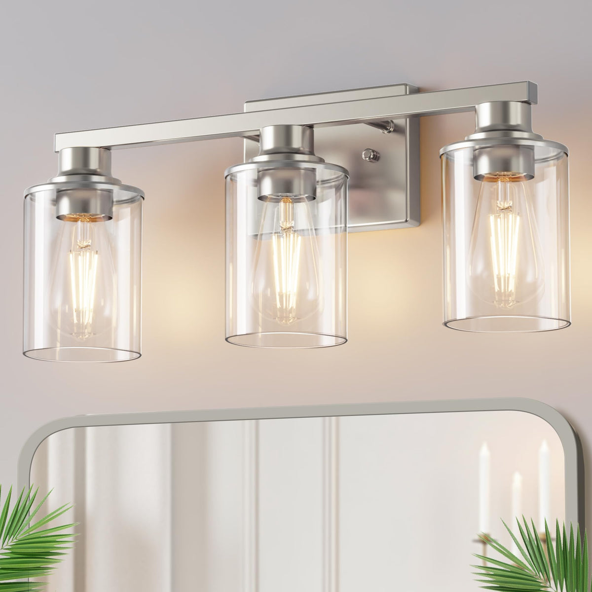 Nickel Bathroom Vanity Light Fixture Over Mirror 17 Inch 3 (Nickel / 3-Light (17inch))