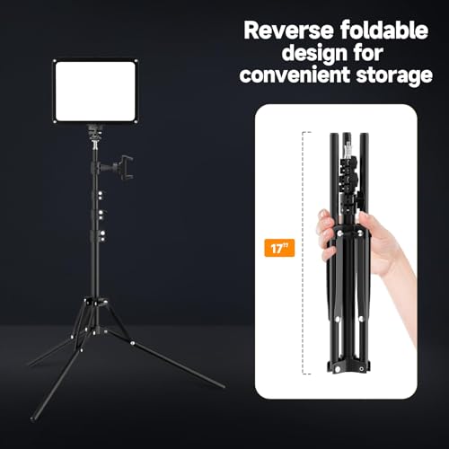1 Pack LED Video Light Kit with Phone Holder & Barndoor (15W / 29-73inch(1 Pack))