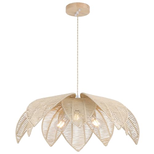 24”Hand Woven White Rattan Chandelier (DW-007-3B)
