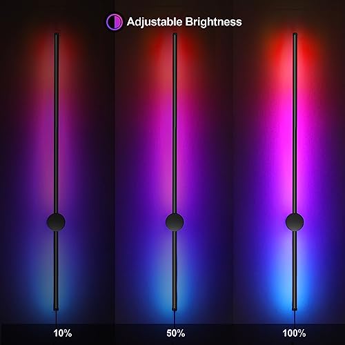 RGB LED Wall Sconces Set of Two with Remote (RGB Colors+Warm Light / 39.4 Inches)