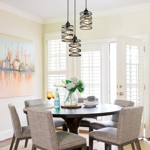 Black 3 Lights Cluster Pendant Light for Kitchen Island (Black Clear Glass / 3 Light)