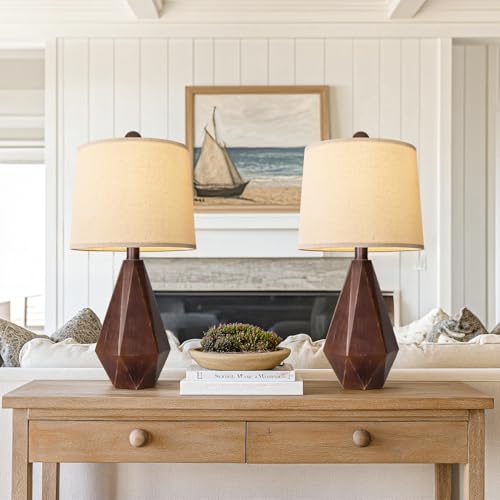 20.25" Farmhouse Table Lamps Set of 2 for Night Stands (Small - Antique Brown)