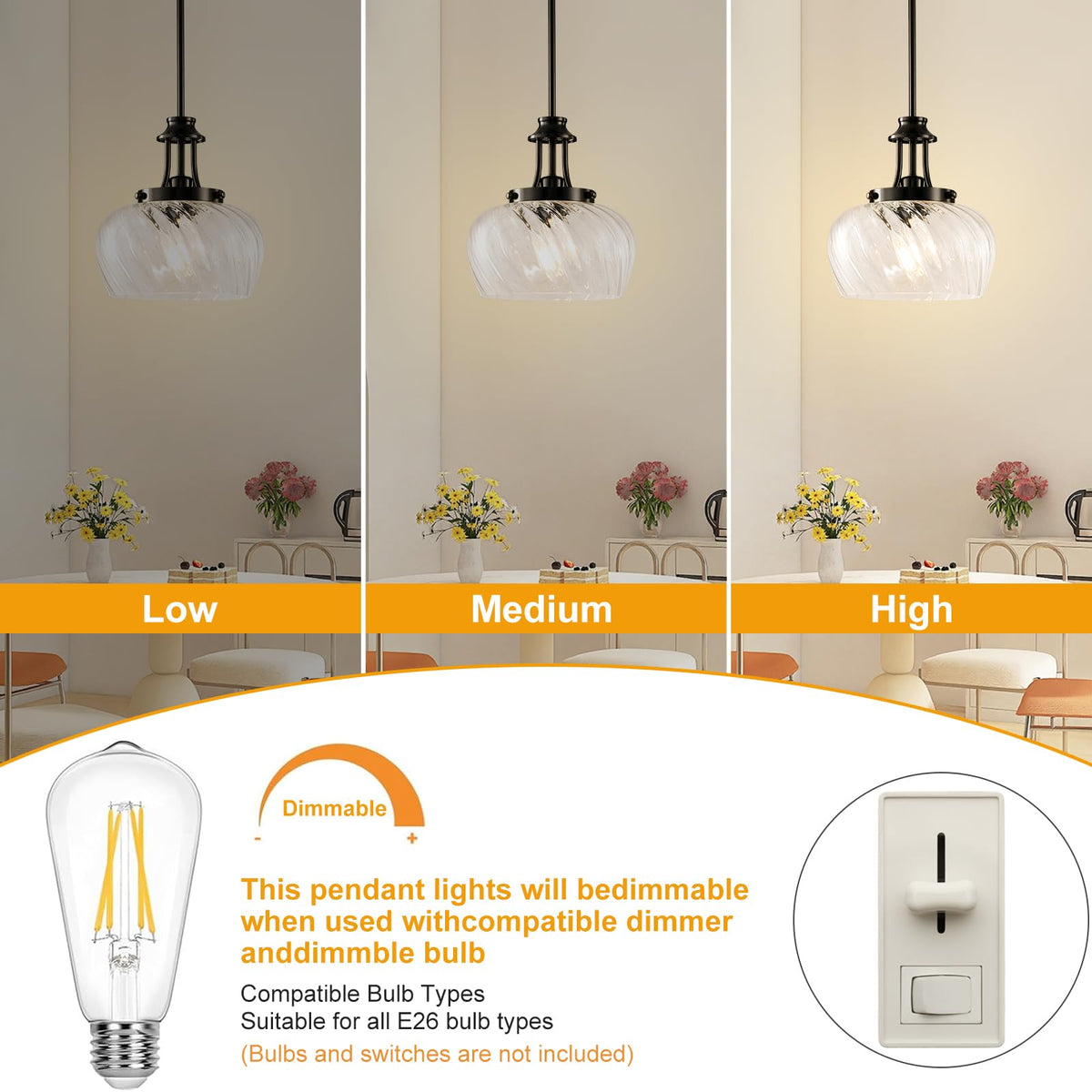 Modern Pendant Lights Kitchen Island (03-Matte Black)