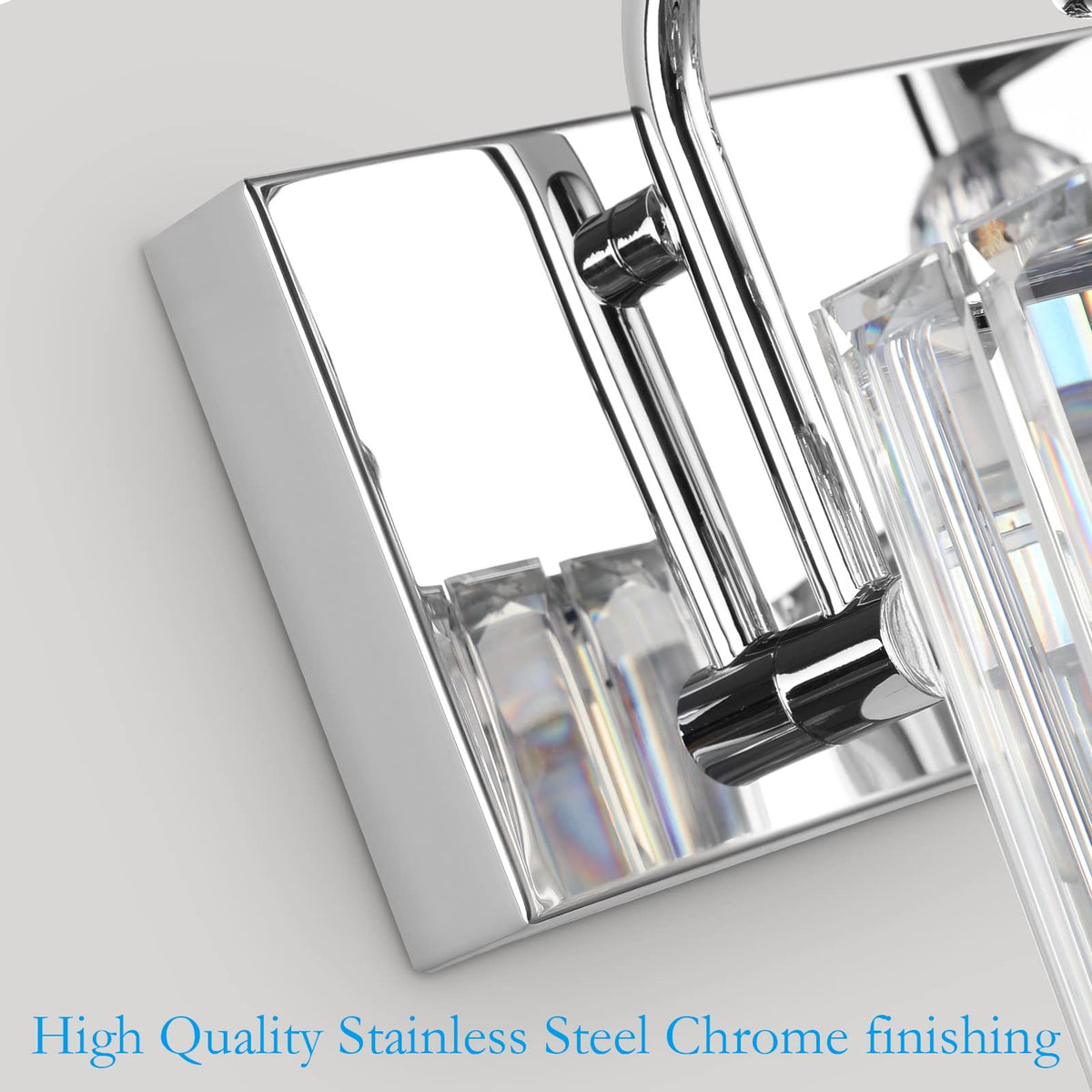 Modern Crystal Vanity Light 3 Light 24''Bathroom Lights Fixtures Over Mirror Chrome Vanity Light for Bathroom Wall Lighting (Square-Chrome / 24 inch)