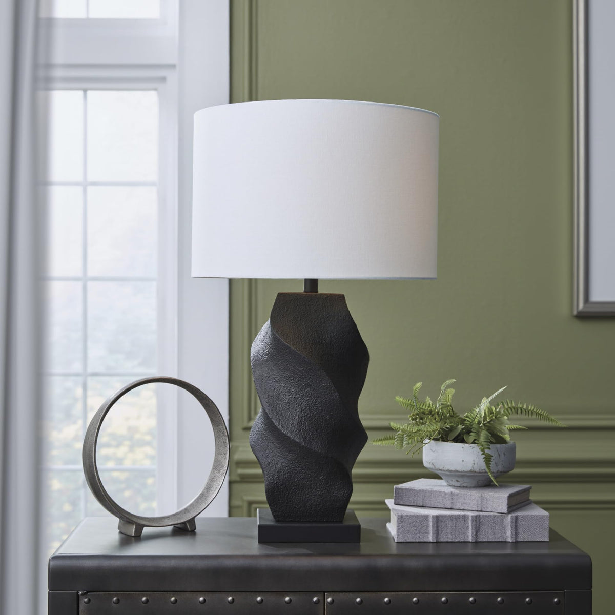 Table Lamp Tall Modern Black for Living Room (Black / White / Table Lamp)