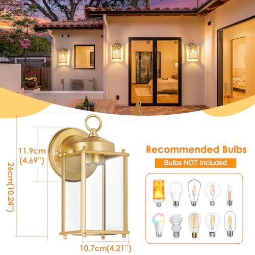 Large Outdoor Wall Lantern (Gold / 10.24 inch)