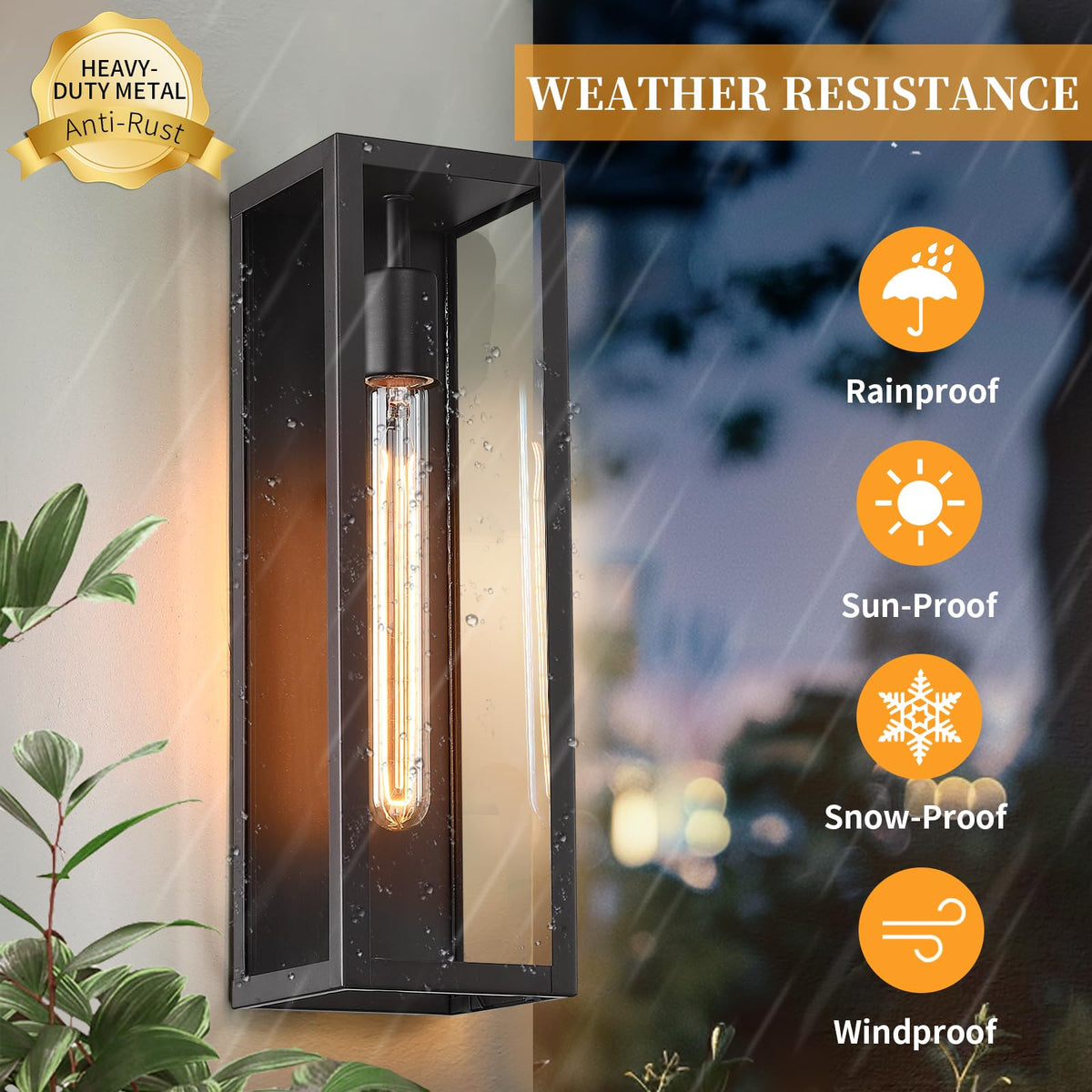 16" Large Outdoor Porch Lights Wall Mount 2 (Black (Standard) / 16 inch)