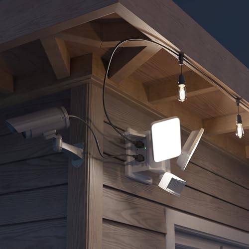 LED Security Light with GFCI Outlets Flood Lights 5000K White (White)