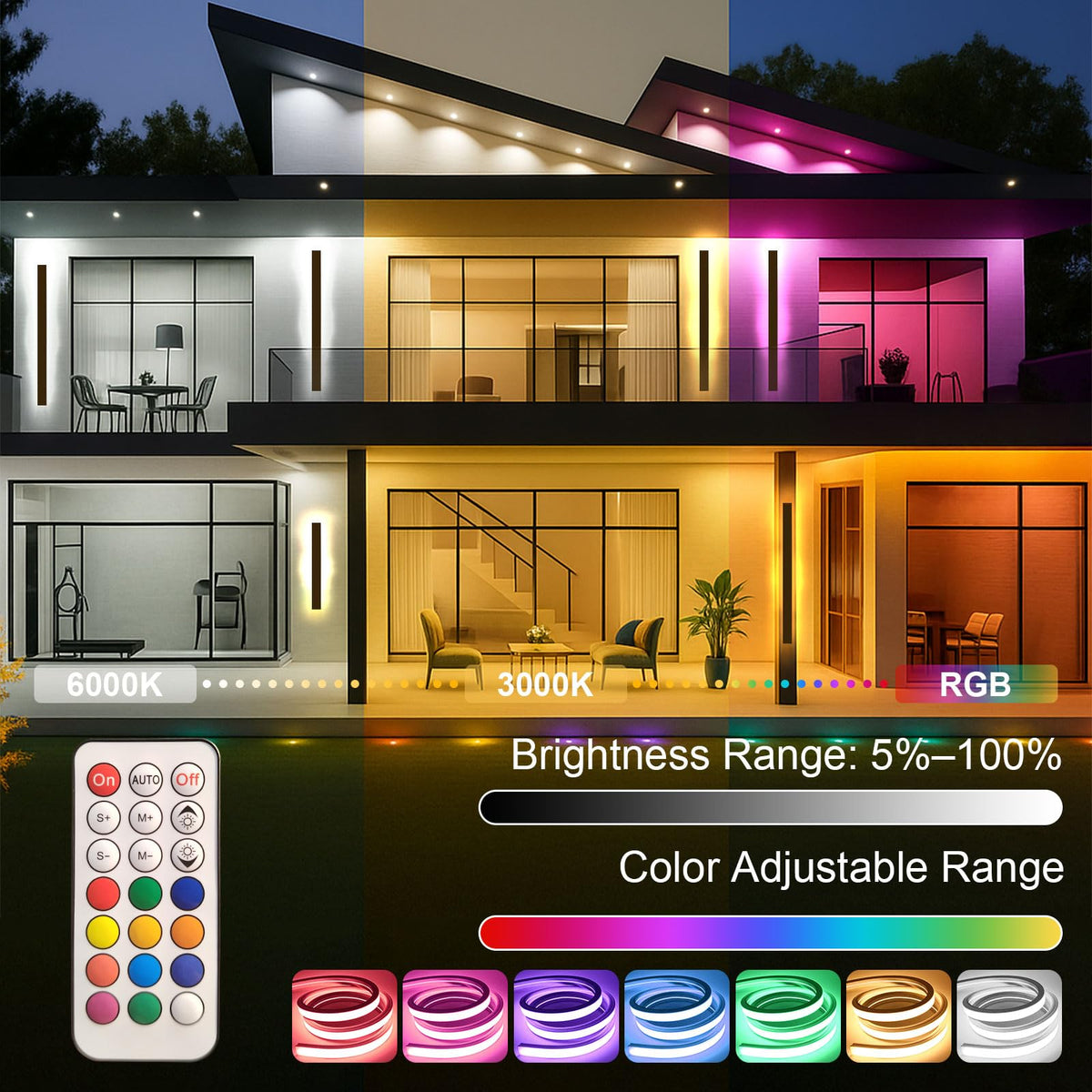 Modern Outdoor Lights (RGB (Red, Green, Blue) / 2pack-31.5Inch*2inch)