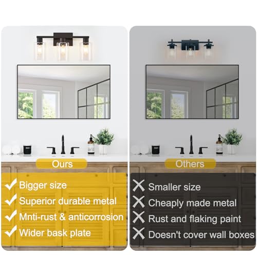 3 Light Bathroom Vanity Light (Black / 3 LIGHT)